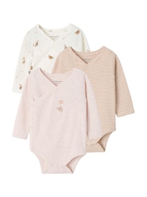 3er-Pack Baby Wickelbodys mit langen Ärmeln, Bio-Baumwolle