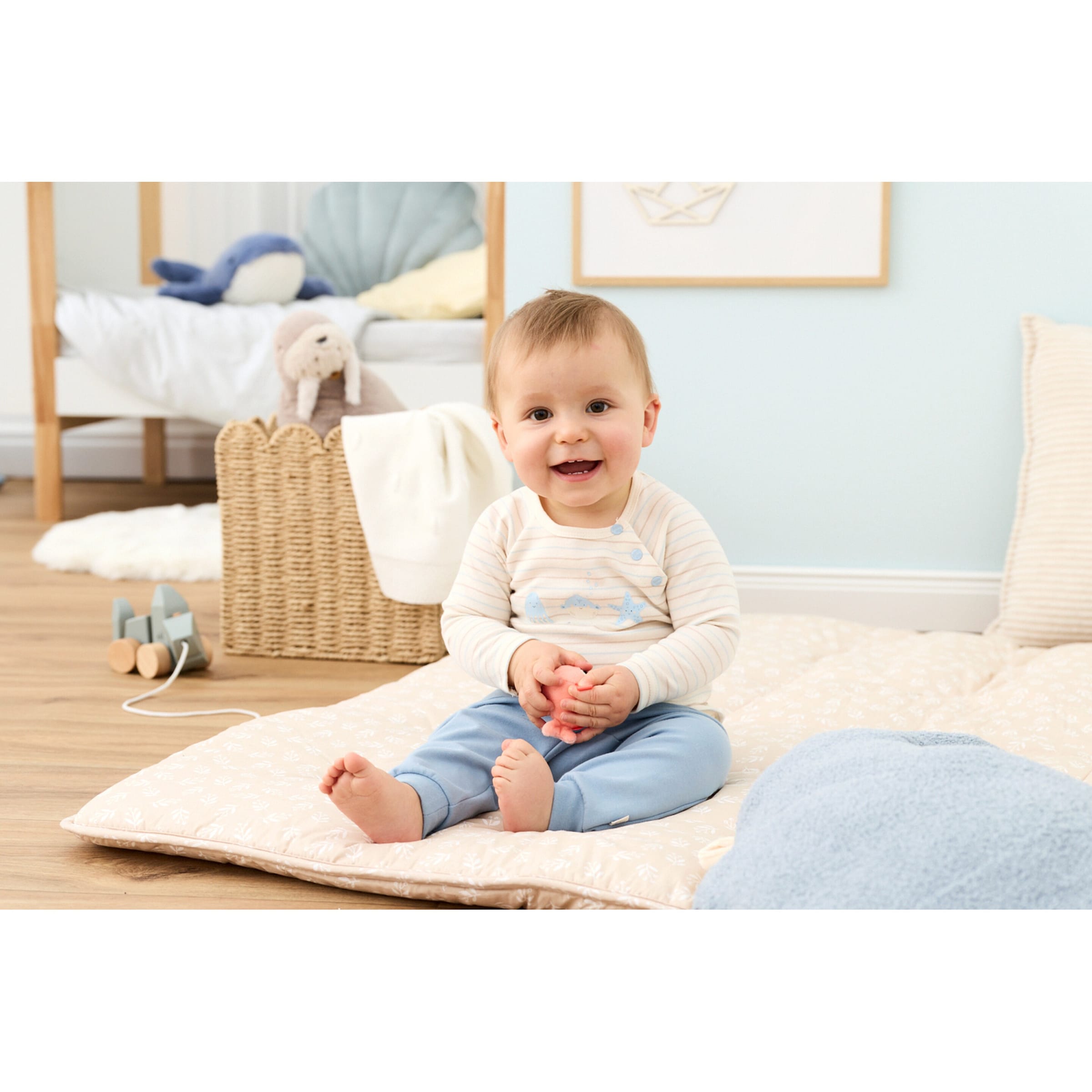 Thumbnail - Bornino Aqua Friends Raglanshirt langarm Ringel Aqua Friends