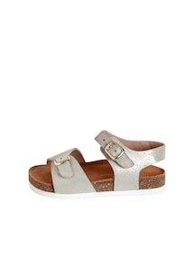Kinder Leder-Sandalen mit 2 verstellbaren Riemen, Metallic-Effekt