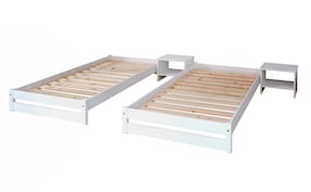 TiCAA Massivholz Stapelliege, Stapelbett, Einzelbett, Gästebett Kiefer 90x200