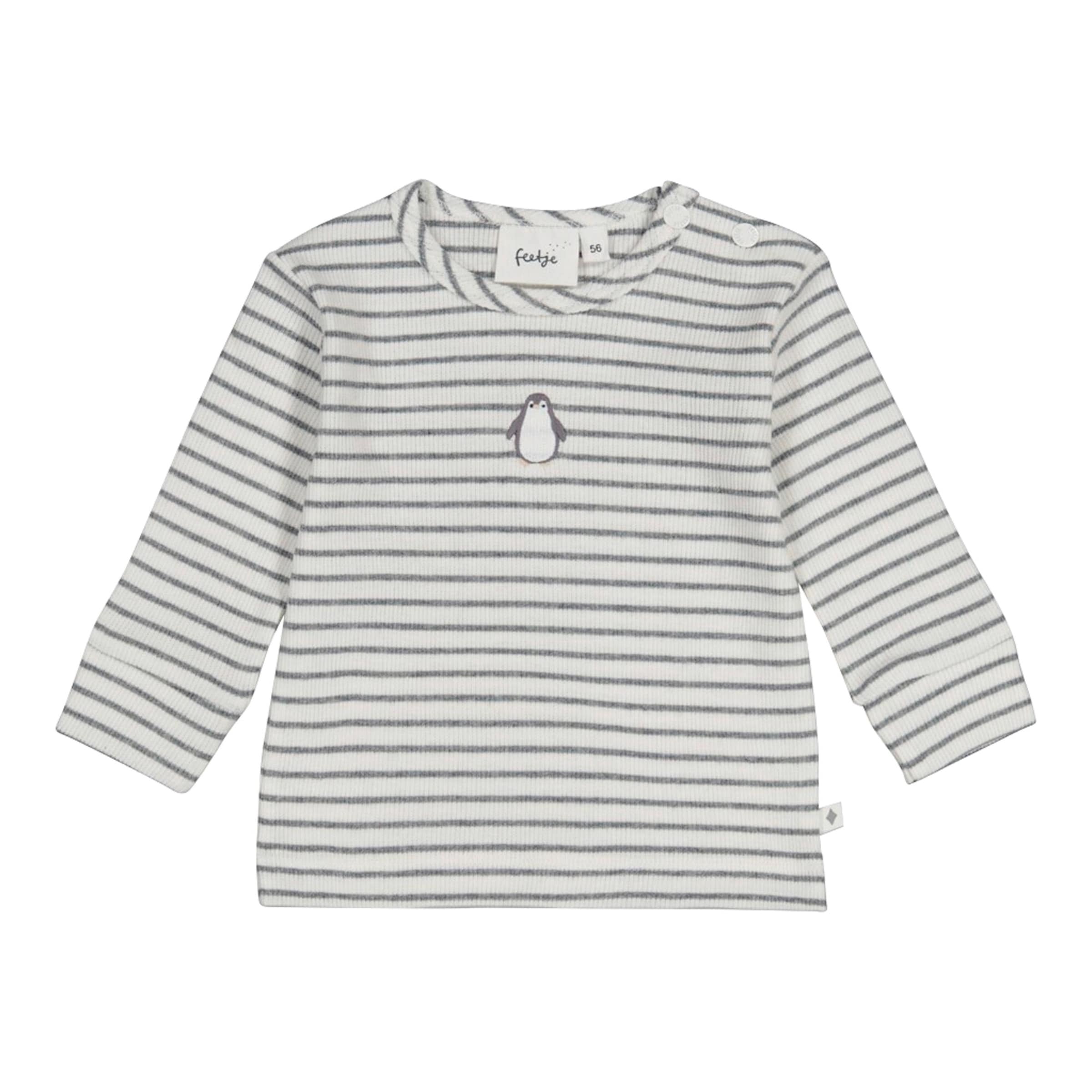 Feetje Shirt langarm Ringel Pinguin Rippqualität