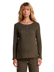 Umstands-Schlafanzug aus Shirt & Hose aus Pointelle-Jersey, Bio-Baumwolle