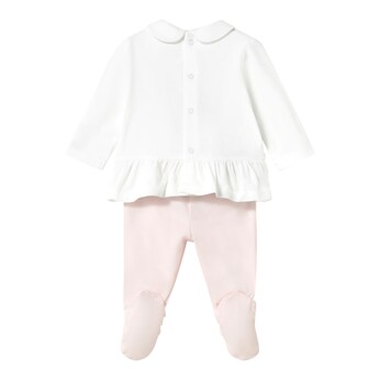 2-tlg. Set Shirt langarm und Hose mit Fuß Bubikragen Schmetterling