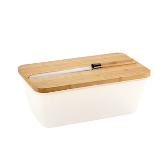 Brotbox mit Bambus-Schneidebrett und Messer