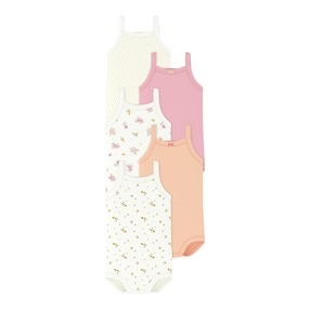 Lot de 5 bodys sans manches fleurs pois