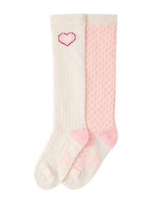2er-Pack Kniestrümpfe Mädchen, Rippstrick