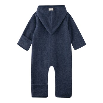Wollfleece-Overall mit Kapuze Klappbündchen