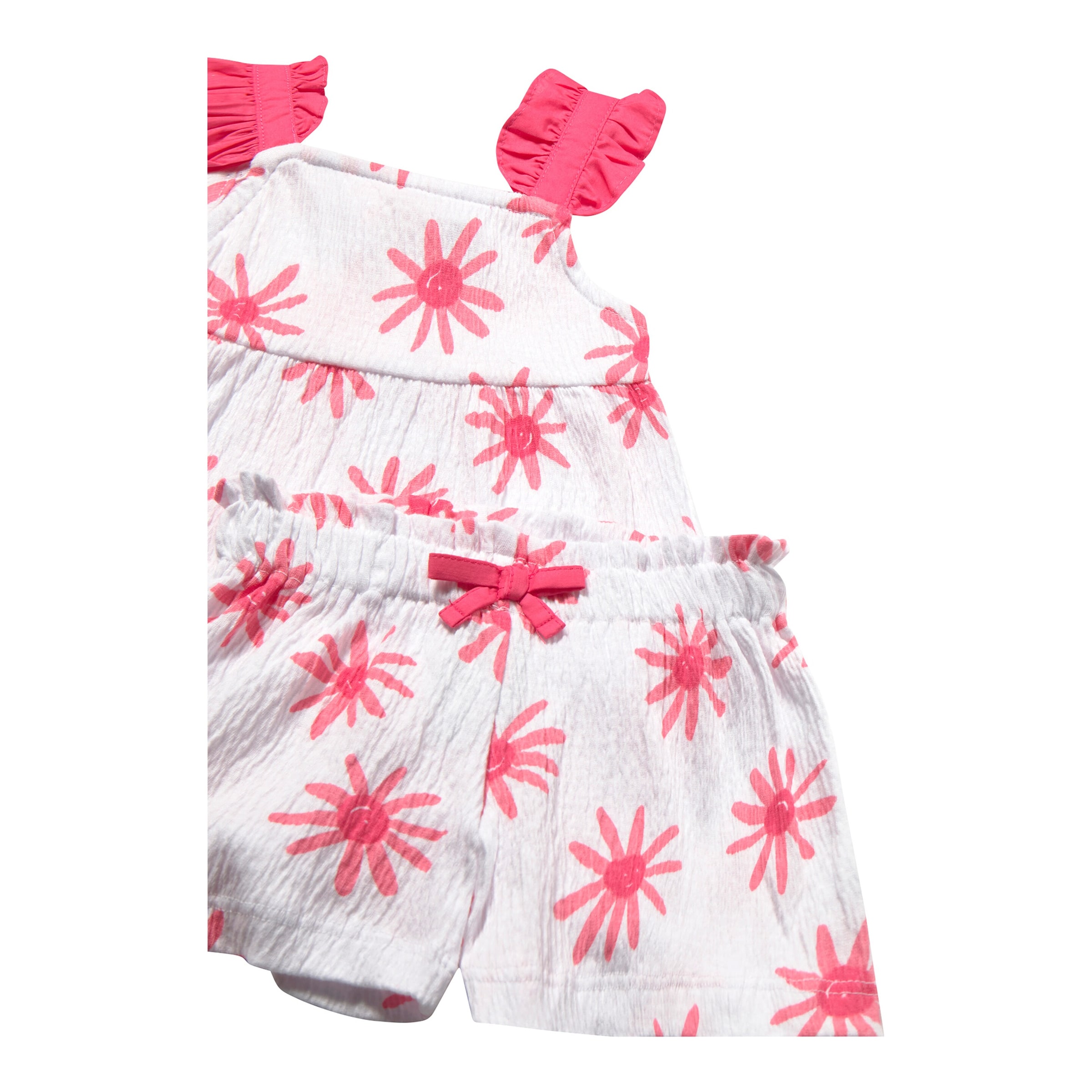 2-tlg. Set Krepp-Top und -Shorts Blumen