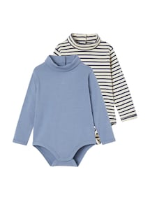 2er-Pack Baby Bodys mit Rollkragen