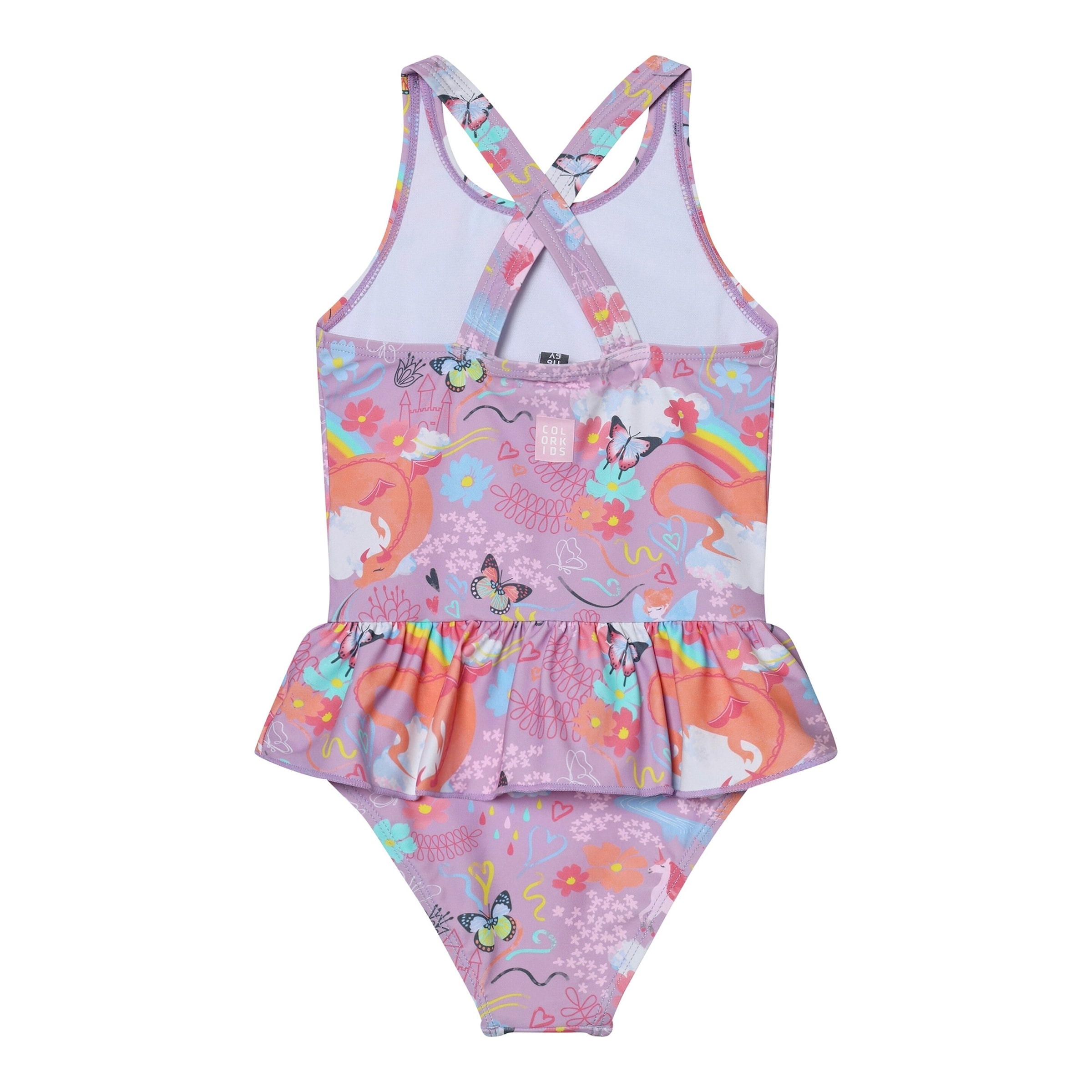 Colorkids Badeanzug Rüschen Einhorn Blumen