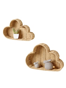 2er-Set Wandregale in Wolkenform aus Papierkordel, Kinderzimmer