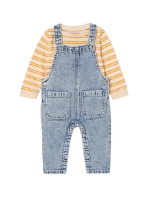 Baby-Set: Streifenshirt & Latzjeans