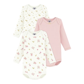 Lot de 3 bodys à manches longues fleurs