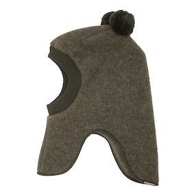 Cagoule en polaire de laine avec pompon