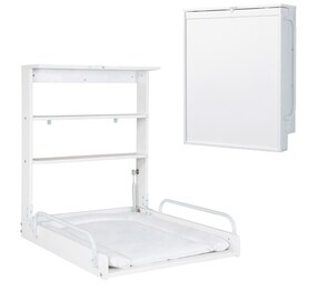Wandwickelregal weiss inkl. Wickelauflage aus phtalatfreier Folie Vogeltanz 