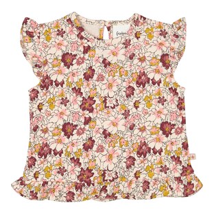 Krepp-T-Shirt Blumen Volant