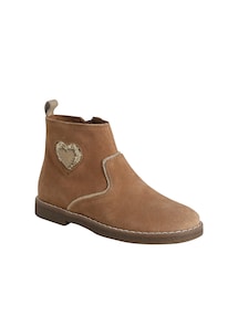Mädchen Leder-Boots mit Reißverschluss und glitzerndem Herz