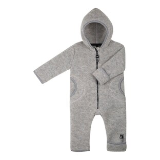 Wollfleece-Overall mit Kapuze und Klappbündchen Merinowolle