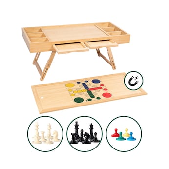 Table bambou aimantée pour jeux et puzzles «4 en 1»