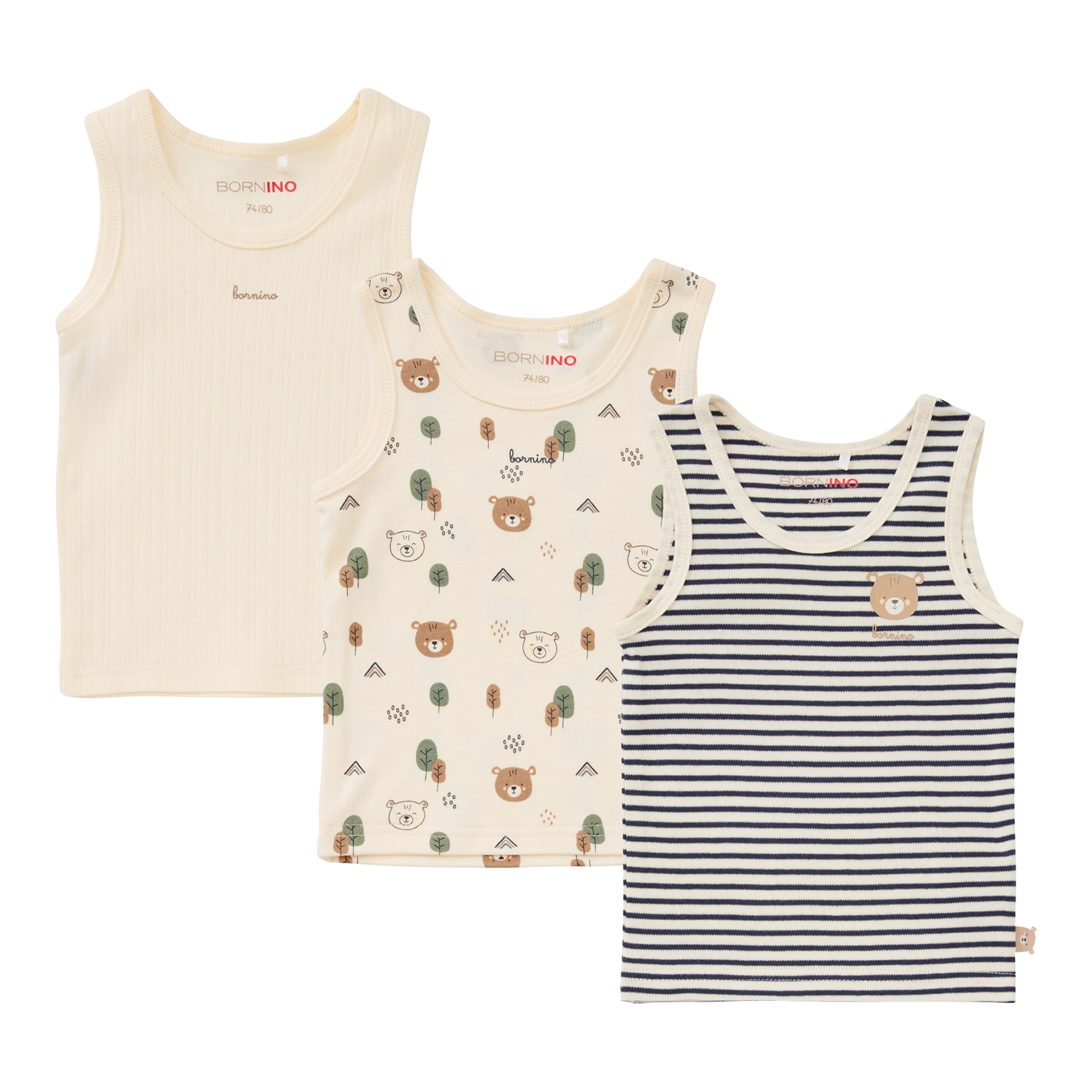 Bornino Lieblinge 3er-Pack Unterhemden Tiny Forest
