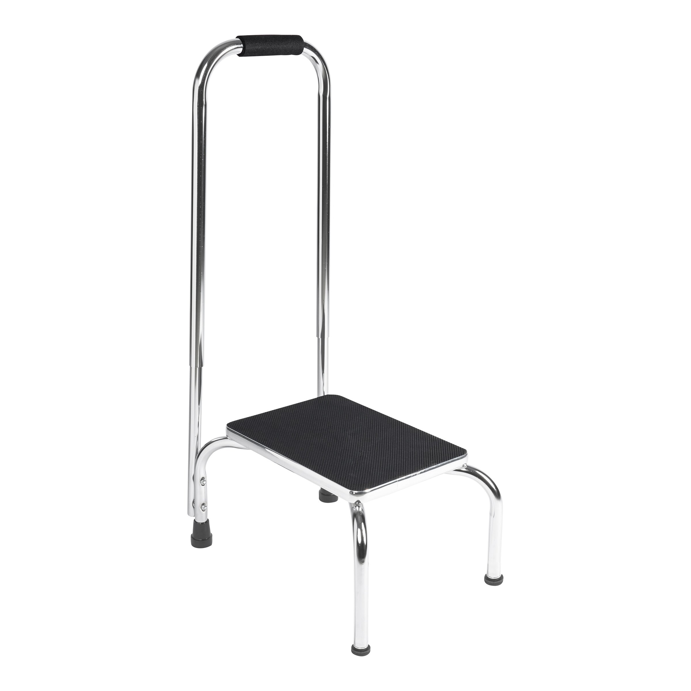 Trittstufe, höhenverstellbarer Haltegriff silber