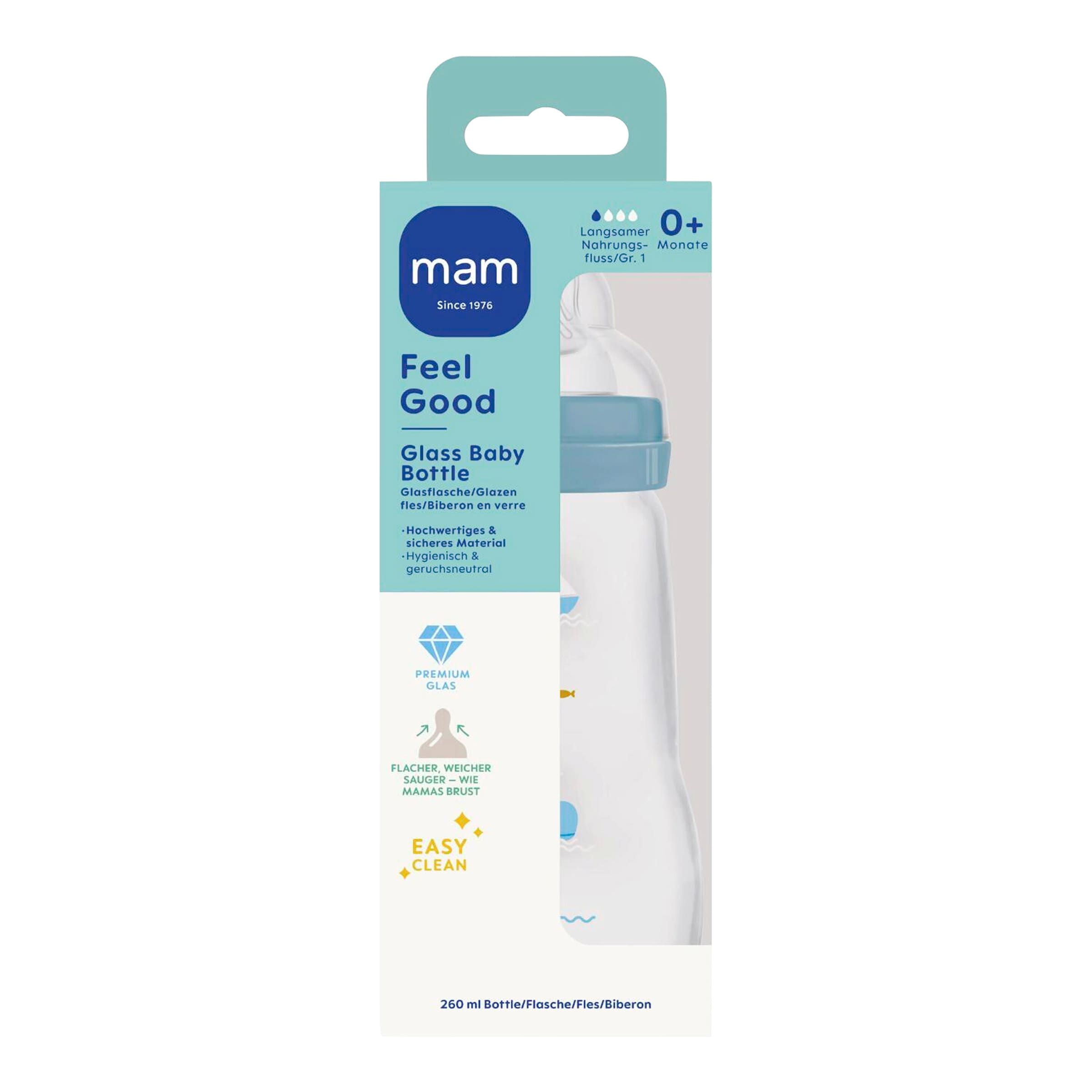 Mam Babyflasche Feel Good matt, Glas, 260 ml, ab 0M