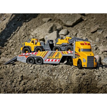 Schwertransporter Mack Heavy Loader Truck mit 2 Volvo Baustellenfahrzeugen