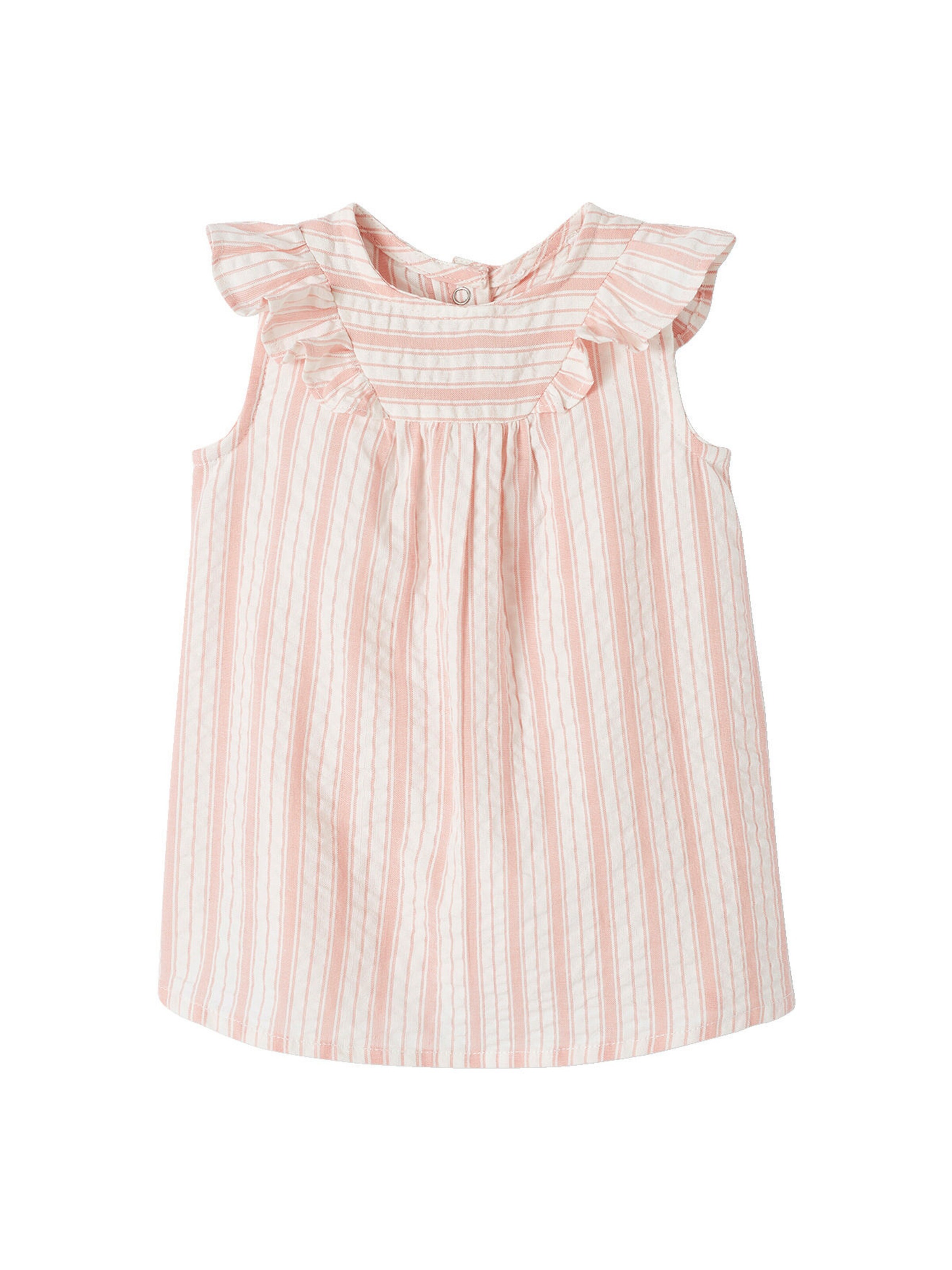 Vertbaudet Baby-Set Strick - Overall & Mütze Aus 100% Baumwolle Gestreift