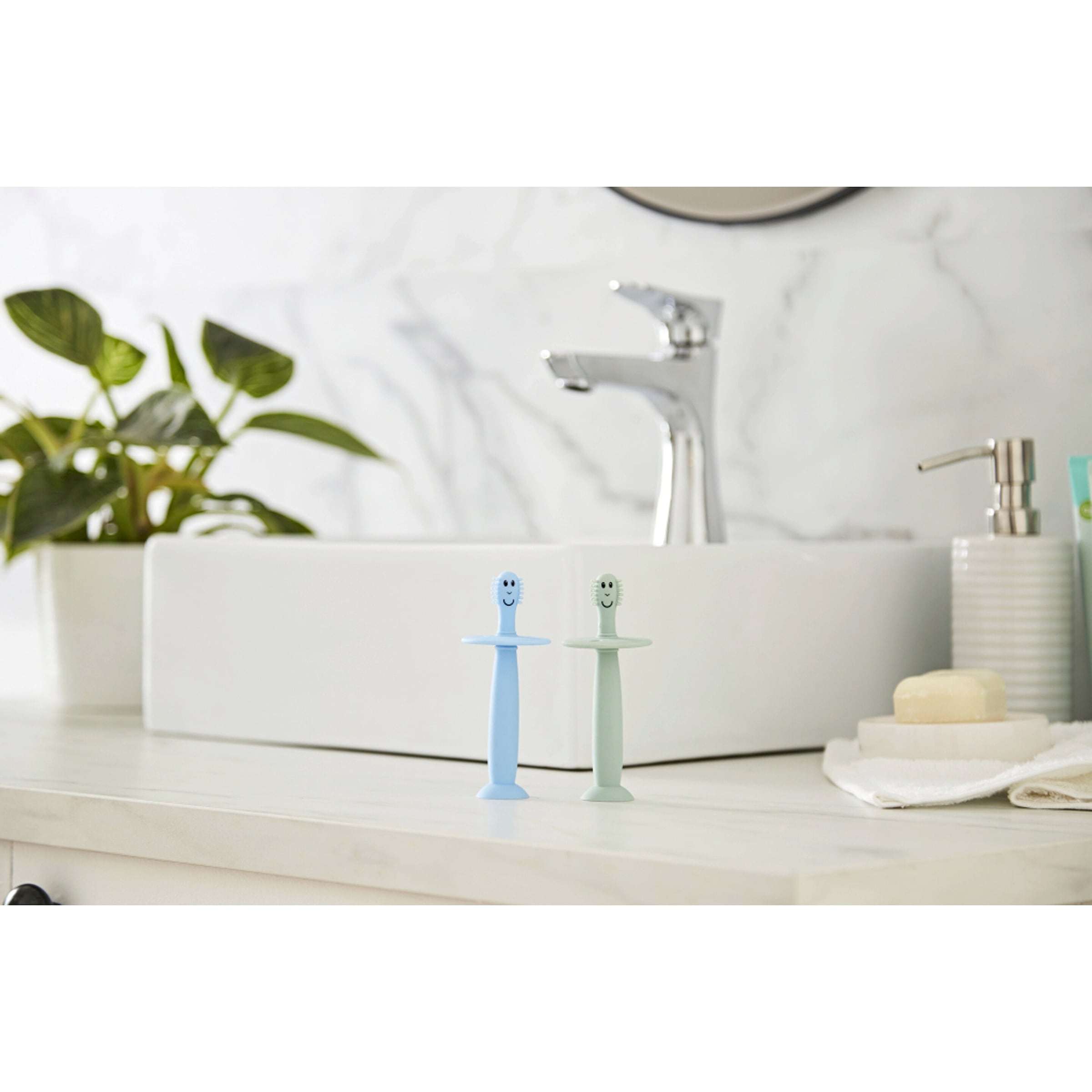 Thumbnail - Matchstick Monkey 2er-Pack Trainingszahnbürste mit Saugnapf