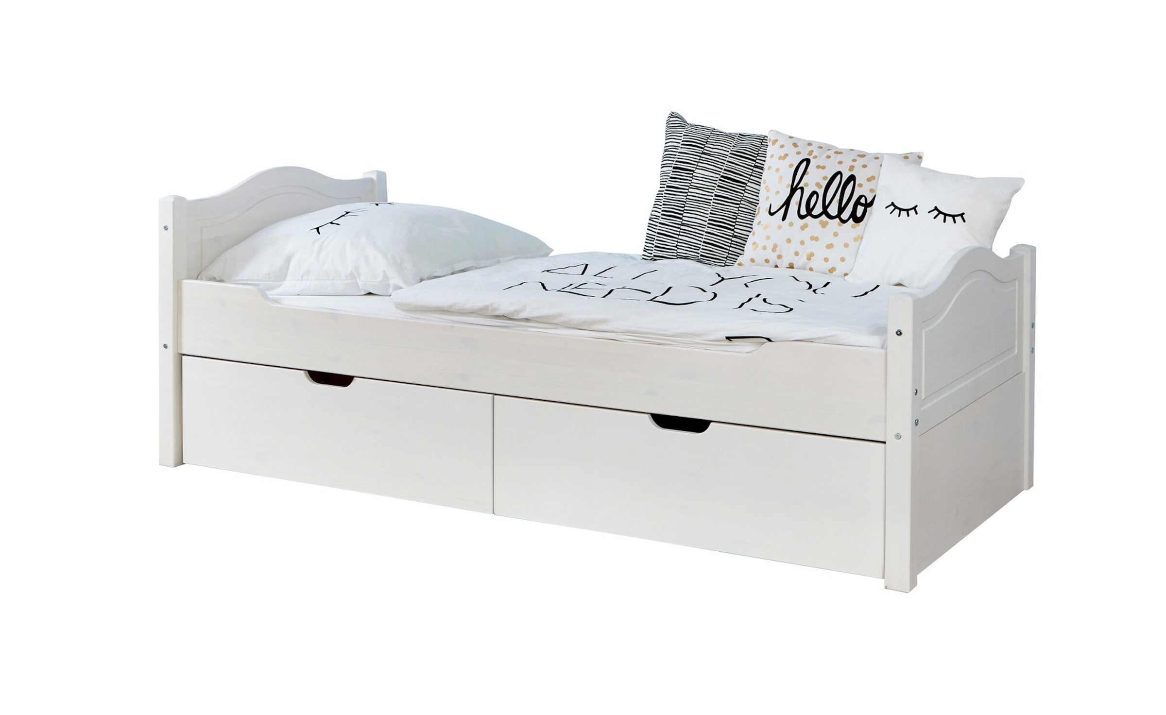 Ticaa Einzelbett "Leni" 100x200 Kiefer Weiß