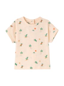 Baby T-Shirt Krokodil auf dem Surfbrett, Bio-Baumwolle