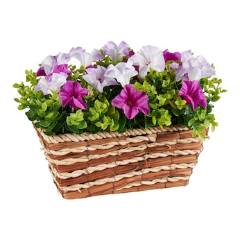 Bloembak met kunst-petunias