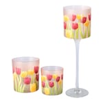 Windlichter-Set „Tulpen“, 3-teilig