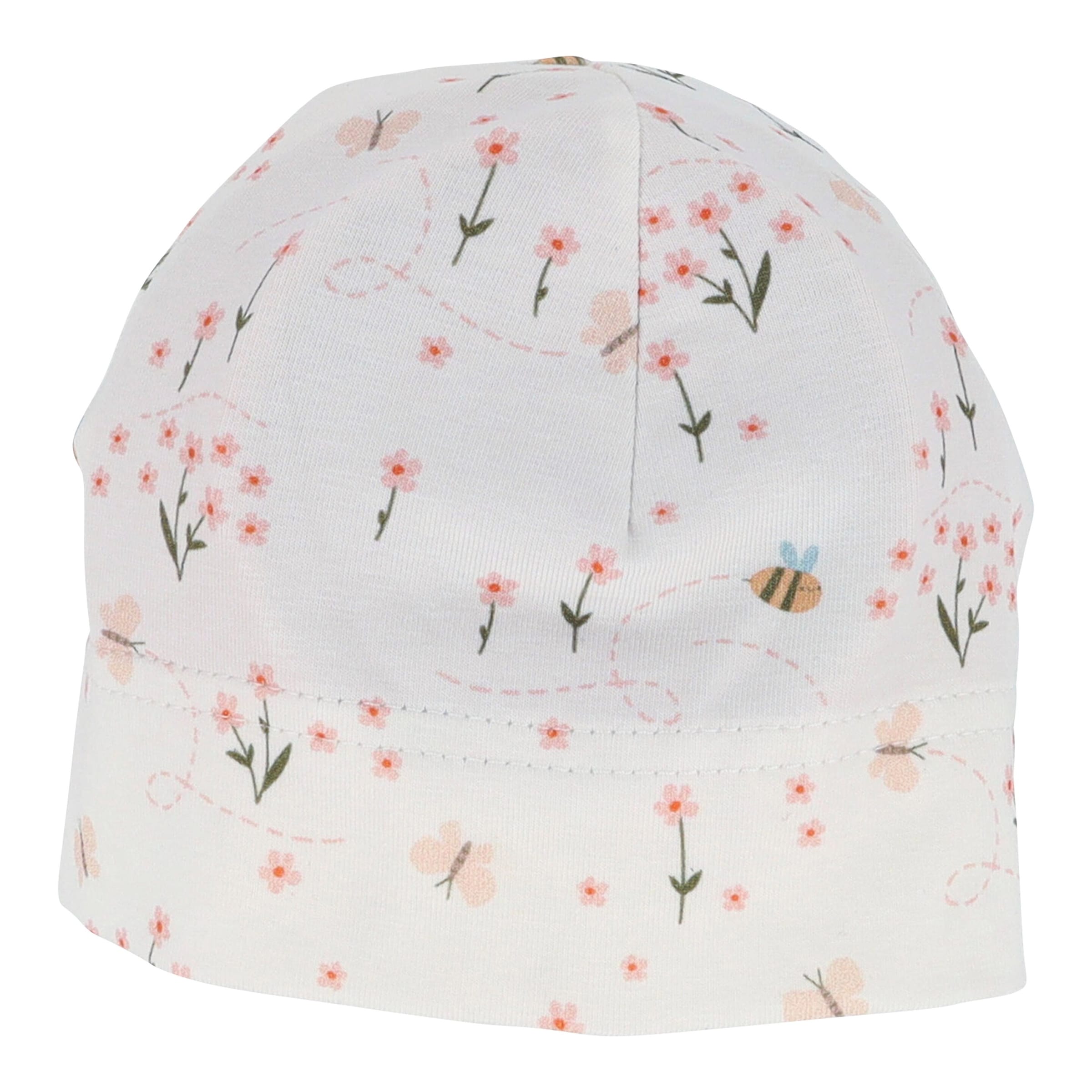 Erstlingsmütze mit UV-Schutz Blumen