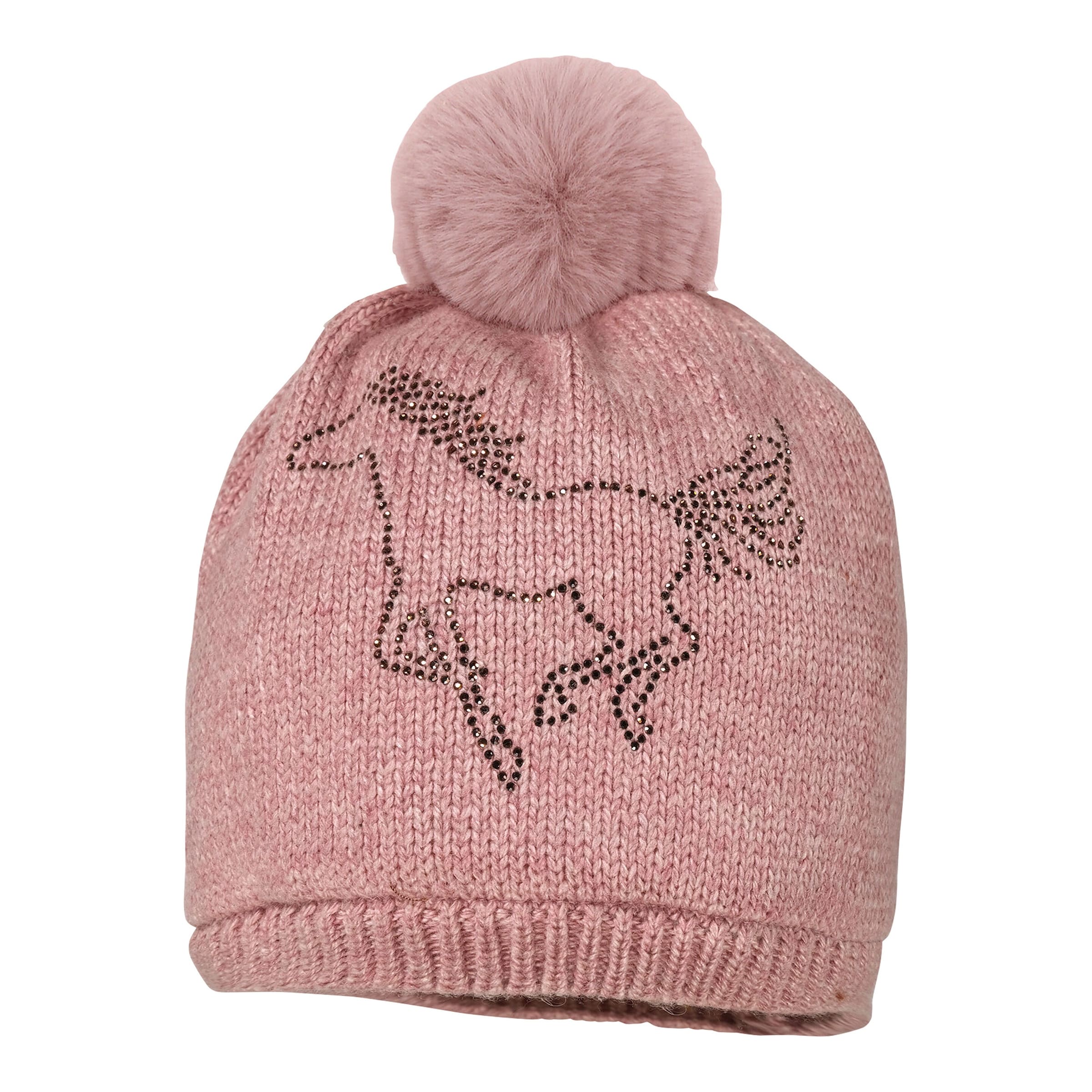 Maximo Winter-Strickmütze mit Bommel Fake Fur Pferd