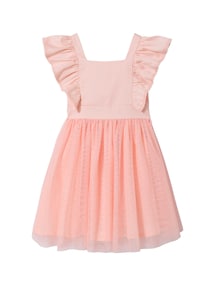 Festliches M‰dchen Volantkleid, Musselin & T¸ll