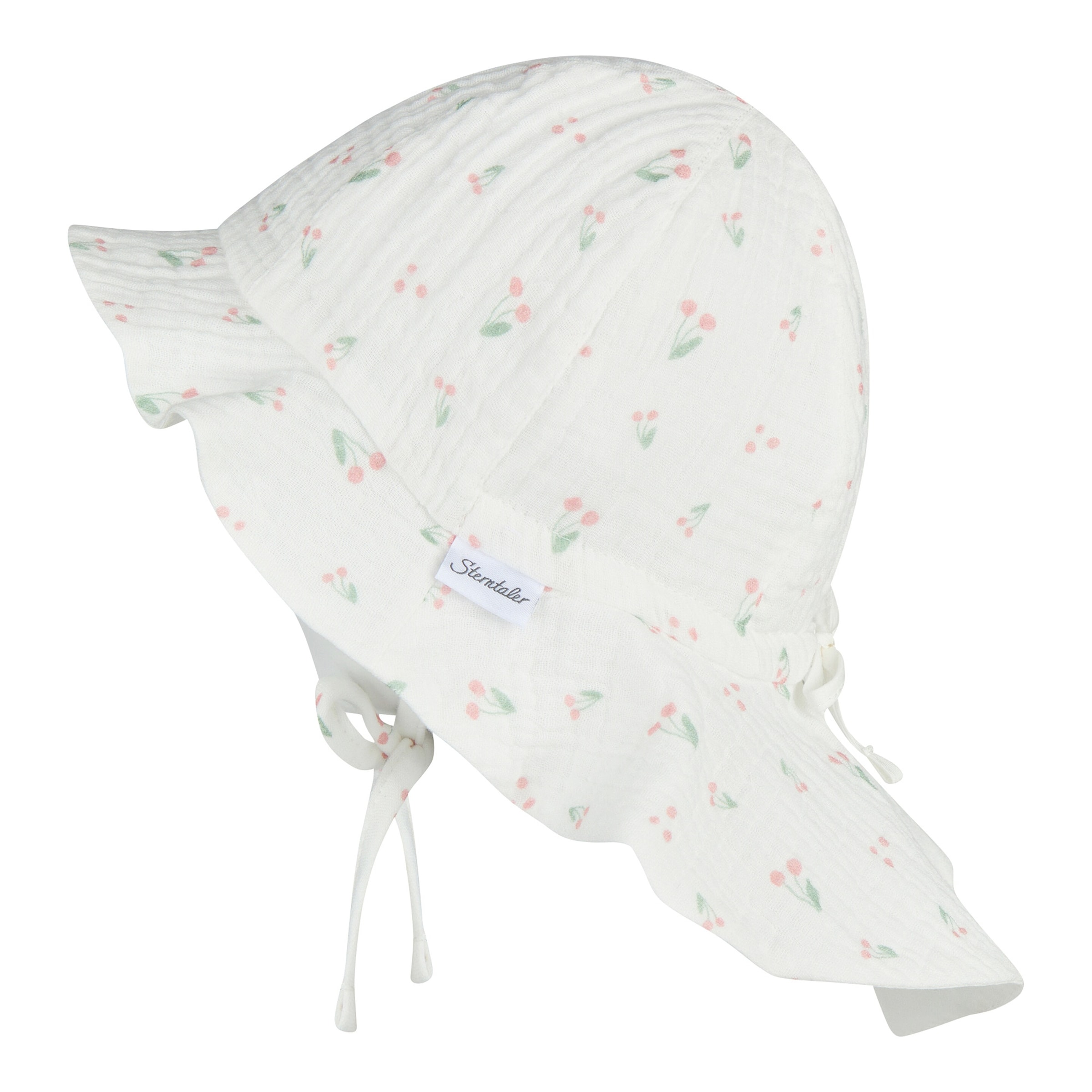 Sterntaler Musselin-Sonnenhut mit Nackenschutz Kirschen