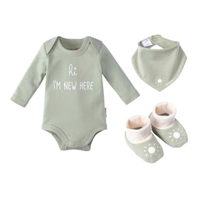3-tlg. Geschenkset Body langarm, Schühchen und Dreieckstuch