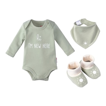 Coffret cadeau 3 pièces body à manches longues, chaussures et foulard