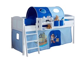 Hochbett "Eric" Country Kiefer Weiß Motiv