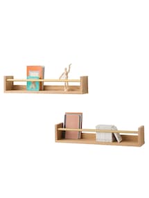 2er-Set Wandregale mit goldener Stange Kinderzimmer