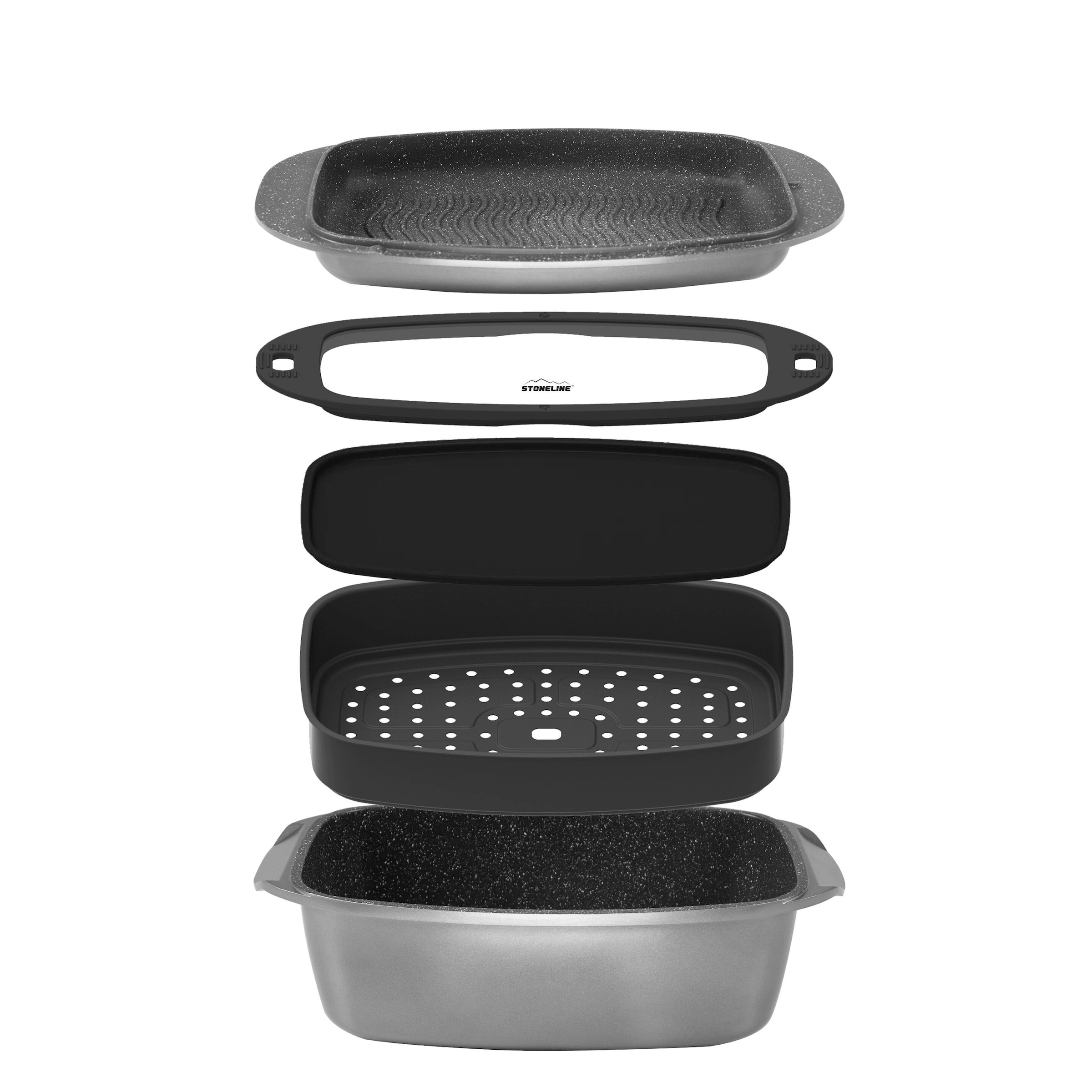 STONELINE® STONELINE Bräter und Back Set 5-teilig 39x22 cm | mit Deckeln