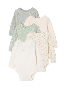 5er-Pack Baby Schlupfbodys langarm Bio-Baumwolle