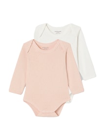 Bio-Kollektion: 2er-Pack Baby Langarmbodys mit zartem Lochmuster