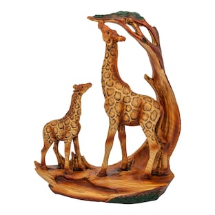 Famille girafe décorative, figurine déco maman et bébé girafe, girafes et acacia