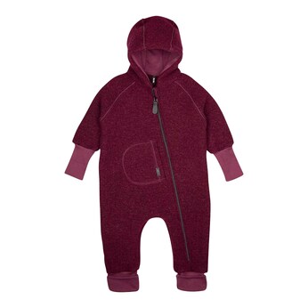 Wollwalk-Overall mit Kapuze und Klappbündchen