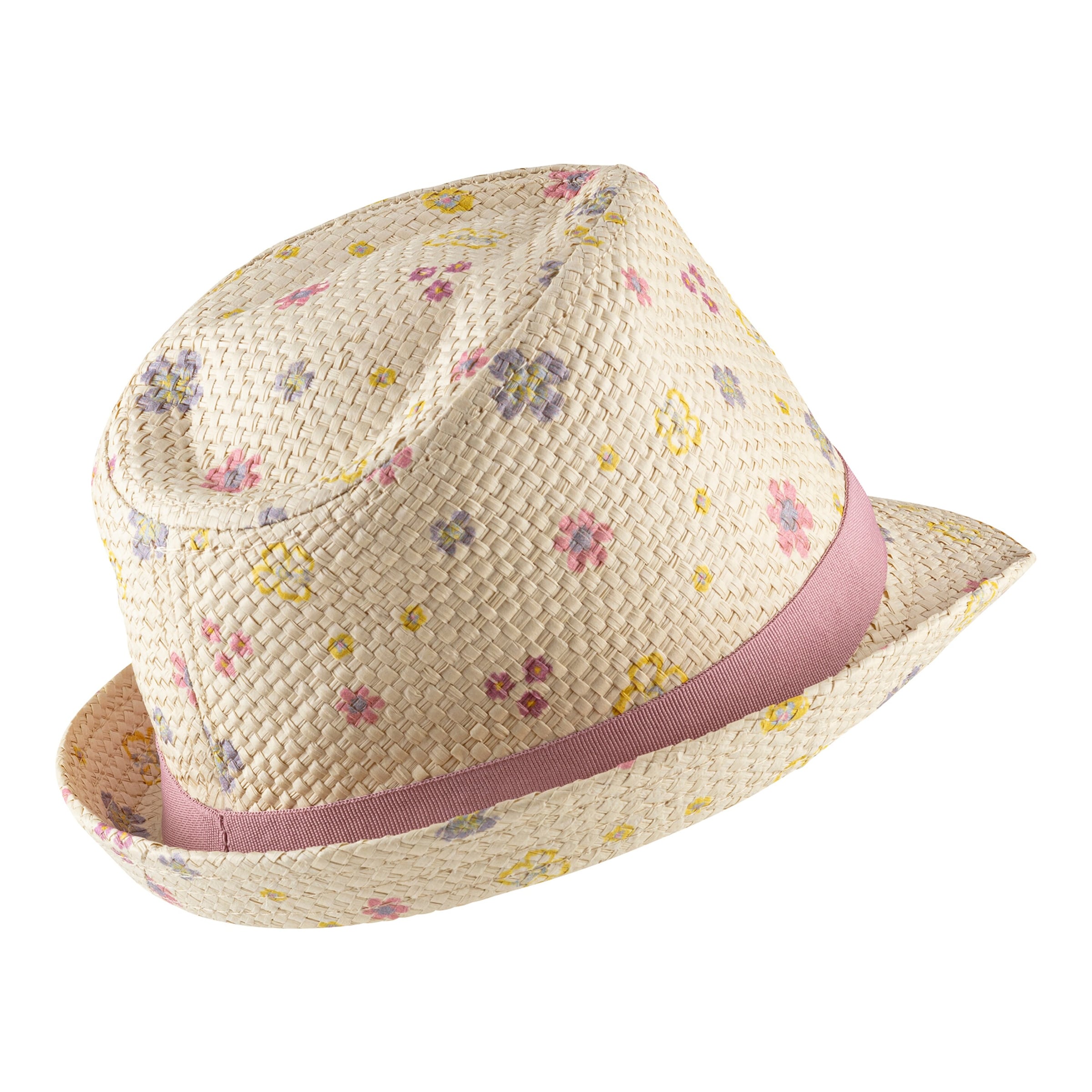 Strohhut mit UV-Schutz Blumen