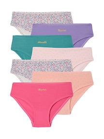 7er-Pack Mädchen Slips mit goldenen Schriftzügen, Bio-Baumwolle