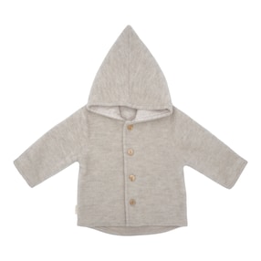 Wollfleece-Jacke mit Kapuze