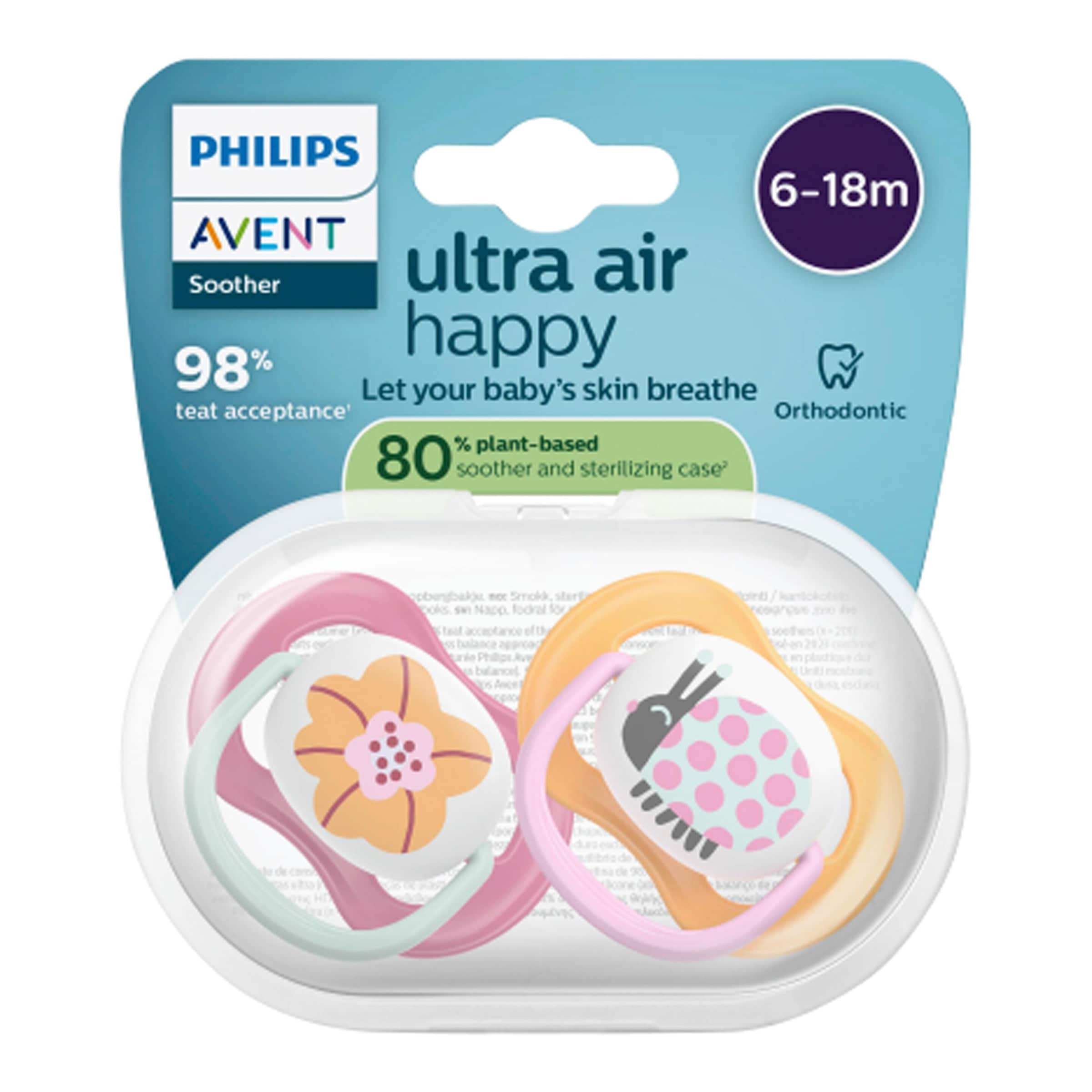Philips Avent SCF080/27 Ultra Air 6-18 M Pink/Orange 2 pcs